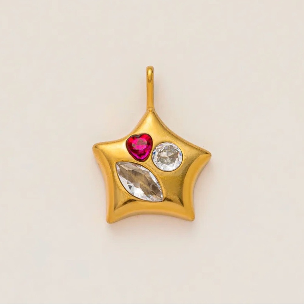 Gold Star Charm | Crystal & Heart Detail | Charm Only